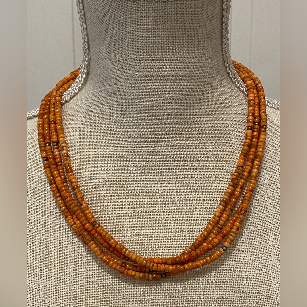 Sterling 4 Strand Sponge Coral Necklace